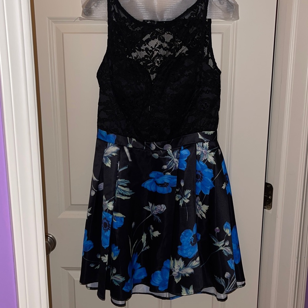 Prom/formal dress. Black, blue, white, green. Size 12. Glamour by Terani Culture